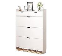 Scarpiera sottile a 3 ripiani, autoportante, con vano portaoggetti nascosto, colore bianco, per una nizzazione efficiente delle scarpe (50 x 17 x 125 cm)