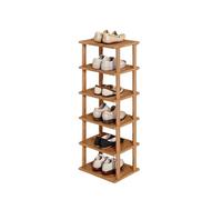 Scarpiera sottile in bambù - alta 6 ripiani verticale nizer per piccoli spazi portaoggetti ingresso scaffale multifunzionale per scarpe e accessori (25 cm)