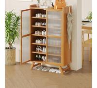 Scarpiera sottile in bambù con ante, scarpiera a 7 strati, porta trasparente, elegante mobile per ingresso, design salvaspazio