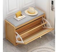 Scarpiera sottile in bambù con cassetti in rattan, per ingresso, salvaspazio, scarpiera chiusa (dimensioni: 50 x 25 x 45 cm, colore: primario)