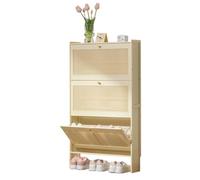 Scarpiera sottile in rattan nascosta, autoportante, per corridoio, design stretto in legno, per camera da letto, ingresso, soggiorno, soluzione elegante e salvaspazio