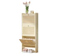 Scarpiera sottile in rattan, scarpiera nascosta per corridoio, autoportante, in legno, per camera da letto, ingresso e soggiorno, design salvaspazio