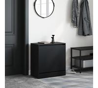 Scarpiera Sottile Moderna a 2 Ante per corridoio e Camera da Letto compatta 60x34x96,5 cm Elegante Design Grigio e Rustico salvaspazio (Nero 60x34x6