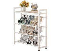 Scarpiera sottile - Organizer salvaspazio in acciaio per armadio e ingresso - Design stretto obliquo porta dietro lo stoccaggio bianco 63 x 17 x 82 cm - perfetta per piccoli spazi