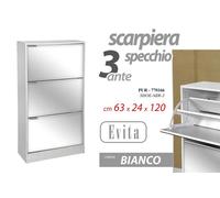 SCARPIERA SPECCHIO 3 ANTE MODERNA SLIM SALVASPAZIO LEGNO BIANCA DOPPIA 1206324
