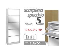 SCARPIERA SPECCHIO SLIM 5 ANTE 1806224cm DOPPIA PROFONDITà SALVASPAZIO MODERNA