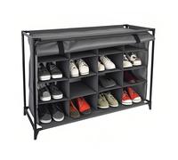 Relaxdays Scarpiera in Stoffa da Campeggio, 16 Scomparti Porta Scarpe, Mobile a Incastro, HxLxP: 65x85x35,5 cm, Grigio, 30% Ferro