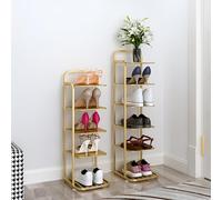 Scarpiera stretta a 5-10 ripiani, in metallo, scaffale angolare verticale, per ingresso e camera da letto, design salvaspazio, soluzione robusta