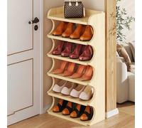 Scarpiera stretta a 6/8 ripiani, verticale, autoportante, per stivali, scarpe da ginnastica e tacchi, per ingresso e corridoio, colore marrone chiaro (90 x 46 cm)