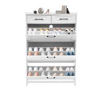 Scarpiera stretta, armadio ribaltabile con porta persiane, mobile con 3 cassetti e 6 ripiani regolabili, portaoggetti in legno per ingresso, armadio per corridoio, 80 x 24 x 120 cm