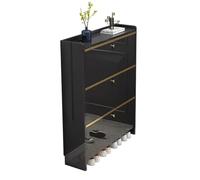 Scarpiera stretta autoportante ad angolo salvaspazio per ingresso e corridoio, nero, 50 x 24 cm, elegante scarpiera per piccoli spazi