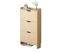 Scarpiera stretta con 2 ante pieghevoli E piccola per corridoio in rovere bianco e nero 47 x 17 x 115 cm, perfetta per camera da letto e arredamento