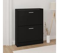 Scarpiera stretta con 2 ante sottile organizer da ingresso con cassetti, elegante scarpiera nera per corridoio e corridoio, soluzione salvaspazio a 2 livelli