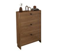 Scarpiera stretta con 3 ante, salvaspazio, per ingresso, soggiorno, camera da letto, marrone, 100 x 24 cm