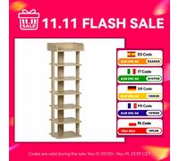 Scarpiera stretta con 7 livelli di capacità per 6 paia di scarpe per ingresso, camera da letto e corridoio 32X30X104 cm Rovere