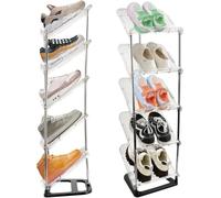 Scarpiera stretta e inclinata a 5 ripiani, sottile, verticale, for piccoli spazi e angoli. Scarpiera ideale for corridoio e ingresso.