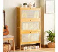 Scarpiera stretta in bambù da 24 cm con 2 6 ante ripiani regolabili per 10 18 paia di contenitori da ingresso nizer beige 50 cm 5,9 pollici 2 cassetti design elegante