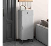 Scarpiera stretta in legno con cassetti e ante moderna per ingresso, per corridoio, soggiorno, camera da letto, 45 cm, grigio chiaro