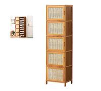 Scarpiera stretta in rattan, autoportante, chiusa, con ante, in bambù, per ingresso e corridoio, può contenere fino a 10 paia