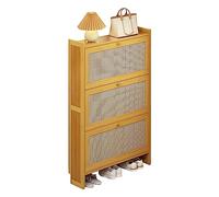 Scarpiera stretta in rattan, organizer in legno con gambe in metallo, elegante scarpiera per ingresso e camera da letto, design moderno, soluzione salvaspazio