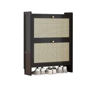 Scarpiera stretta in rattan, organizer in legno con gambe in metallo, elegante scarpiera per ingresso e camera da letto, design moderno, soluzione salvaspazio