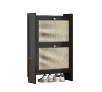 Scarpiera stretta in rattan, organizer in legno con gambe in metallo, elegante scarpiera per ingresso e camera da letto, design moderno, soluzione salvaspazio