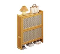 Scarpiera stretta in rattan, organizer in legno con gambe in metallo, elegante scarpiera per ingresso e camera da letto, design moderno, soluzione salvaspazio