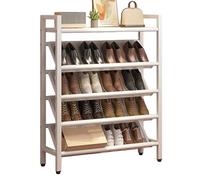 Scarpiera Stretta Inclinata Salvaspazio, Scaffale Scarpe Sottile Indipendente for Piccoli Spazi e Angoli, Robusto Portascarpe In Acciaio for Ingresso Corridoio Dietro Porte E Armadio(White,50x19x114cm