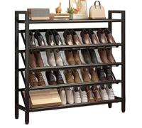 Scarpiera Stretta Inclinata Salvaspazio, Scaffale Scarpe Sottile Indipendente for Piccoli Spazi e Angoli, Robusto Portascarpe In Acciaio for Ingresso Corridoio Dietro Porte E Armadio(Black,90x19x114cm