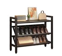 Scarpiera Stretta Inclinata Salvaspazio, Scaffale Scarpe Sottile Indipendente for Piccoli Spazi e Angoli, Robusto Portascarpe In Acciaio for Ingresso Corridoio Dietro Porte E Armadio(Black,50x19x65cm)