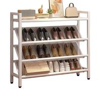 Scarpiera Stretta Inclinata Salvaspazio, Scaffale Scarpe Sottile Indipendente for Piccoli Spazi e Angoli, Robusto Portascarpe In Acciaio for Ingresso Corridoio Dietro Porte E Armadio(White,70x19x90cm)