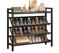 Scarpiera Stretta Inclinata Salvaspazio, Scaffale Scarpe Sottile Indipendente for Piccoli Spazi e Angoli, Robusto Portascarpe In Acciaio for Ingresso Corridoio Dietro Porte E Armadio(Black,70x19x90cm)