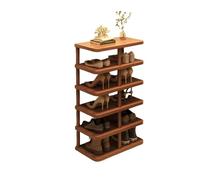 Scarpiera Stretta Verticale in Legno, Scaffale in Legno Alto a 5/6/7/8 Livelli, Ampio Organizzatore for Ingresso con Montaggio a Pavimento, Scaffale for Scarpe Autoportante(6 tires)