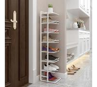 Scarpiera - Torre angolare verticale sottile in metallo per ingresso e camera da letto, design salvaspazio, elegante finitura bianca, perfetta per riporre gli armadi