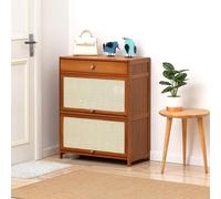 Scarpiera traspirante con porta pieghevole Scarpiera di grande capacità salvaspazio per dormitori, 70 x 32 x 85 cm, elegante cassettiera marrone