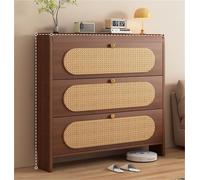 Scarpiera ultra sottile con 3 cassetti pieghevoli, scarpiera stretta, organizer per scarpe nascosto, in legno, stile retrò, sottile, per dietro la porta, ideale per il soggiorno.