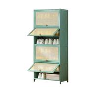 Scarpiera verde con ante ribaltabili a 5/7/9/11 ripiani in rattan, ripiani regolabili per corridoio, armadio, ingresso e camera da letto, design salvaspazio