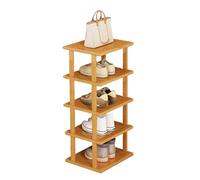 Scarpiera verticale, organizer alto e stretto a 5/7/8 ripiani, per piccoli spazi, elegante scarpiera in legno per ingresso, angolo porta, scaffale salvaspazio a torre (S-5 livelli)