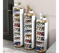 Scarpiera verticale a 360° in metallo bianco per ingresso corridoio e armadio 7 strati 38,9 cm rotante soluzione di stoccaggio scarpe