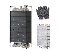 Scarpiera Verticale Con Sportello In Plastica, Scaffale Portascarpe For 15-25 Paia, Organizer Portaoggetti A 4/5/6/7 Livelli, Porta Scarpe In Metallo Con Guanti(Black,121 cm/47.64 in(6 Tier))