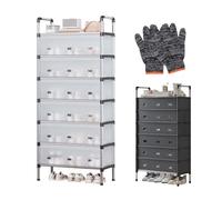 Scarpiera Verticale Con Sportello In Plastica, Scaffale Portascarpe For 15-25 Paia, Organizer Portaoggetti A 4/5/6/7 Livelli, Porta Scarpe In Metallo Con Guanti(White,138 cm/54.33 in(7 Tier))