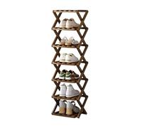 Scarpiera verticale in legno a 10 ripiani salvaspazio per spazi ristretti, ideale per soggiorno, corridoio e armadio, marrone, 26 x 26 x 105 cm, soluzione di archiviazione elegante e funzionale
