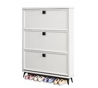 Scarpiera verticale moderna, design sottile e salvaspazio, per corridoio e ingresso, in legno bianco, minimalista, con opzioni di colore verde/grigio, elegante e funzionale