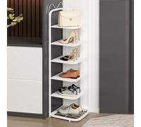 Scarpiera verticale stretta a 10 livelli per ingresso nizer per piccoli spazi, torre di stoccaggio per scarpe sottile, colore bianco, perfetta per la decorazione di appartamenti e ingressi