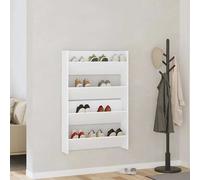 Scarpiere a Muro 2pz Bianche 80x18x60 cm in Legno Multistrato