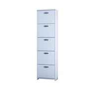 SCARPIERA SALVASPAZIO DOPPIA PROFONDITà 5 RIBALTE 50x25xH182 CM MDF BIANCO