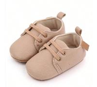 Scarpine in pelle PU stile retrò color kaki per bambini, scarpe in gomma antiscivolo multicolore per neonati e bambini, mocassini in pelle morbida con lacci per primi passi CN10-11,CN12-13,CN14-15Colo