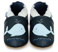 Scarpine Neonati Scarpe Bimbo in Morbida Pelle - Balenottera Azzurra - 0-6 Mesi