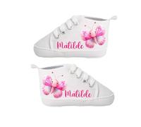 Scarpine Neonato Personalizzabili con Nome - Morbide Scarpe Prima Infanzia in Cotone - Idea Regalo Nascita, Battesimo, Baby Shower