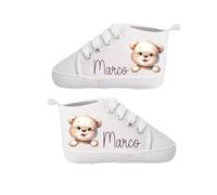Scarpine Neonato Personalizzabili con Nome - Morbide Scarpe Prima Infanzia in Cotone - Idea Regalo Nascita, Battesimo, Baby Shower
